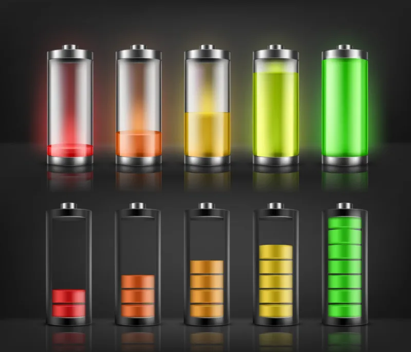 Vector set of battery charge indicators
