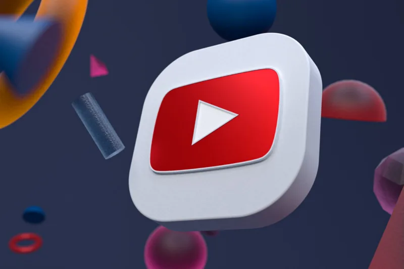 Youtube logo on abstract geometry background