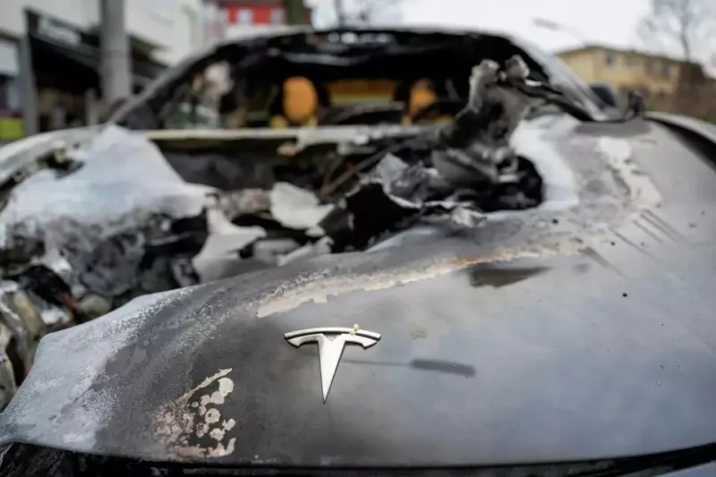 tesla uništen auto