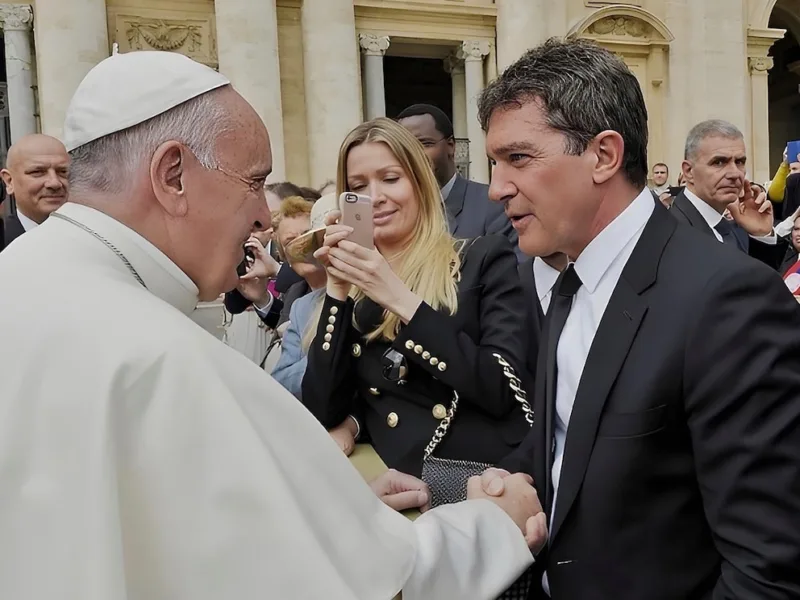 papa franjo i antonio banderas