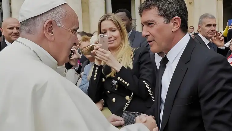 papa franjo i antonio banderas