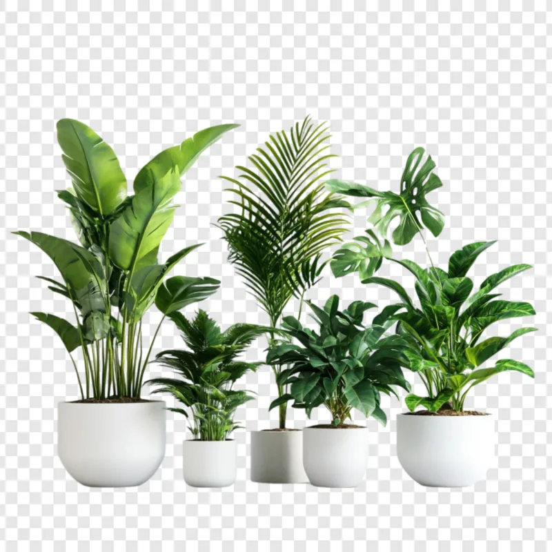 Lush Greenery: A Collection of Potted Tropical Plants