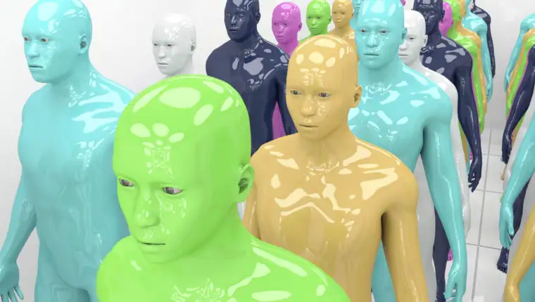 3d-rendering-human-humanoid-clones-different-colors