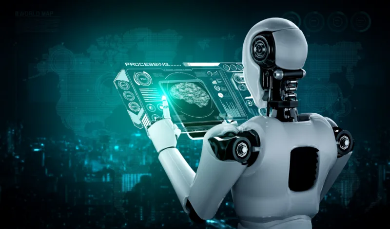Robot humanoid using tablet computer for big data analytic