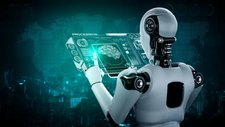 Robot humanoid using tablet computer for big data analytic