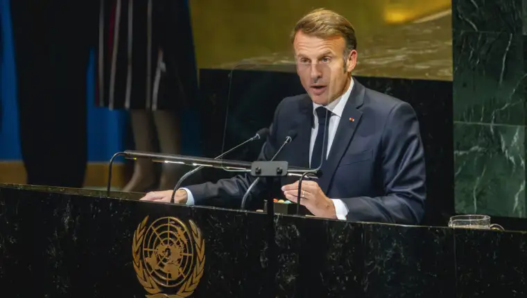 Emanuel Macron haelt Eroeffnungsrede bei UN Generalversammlung