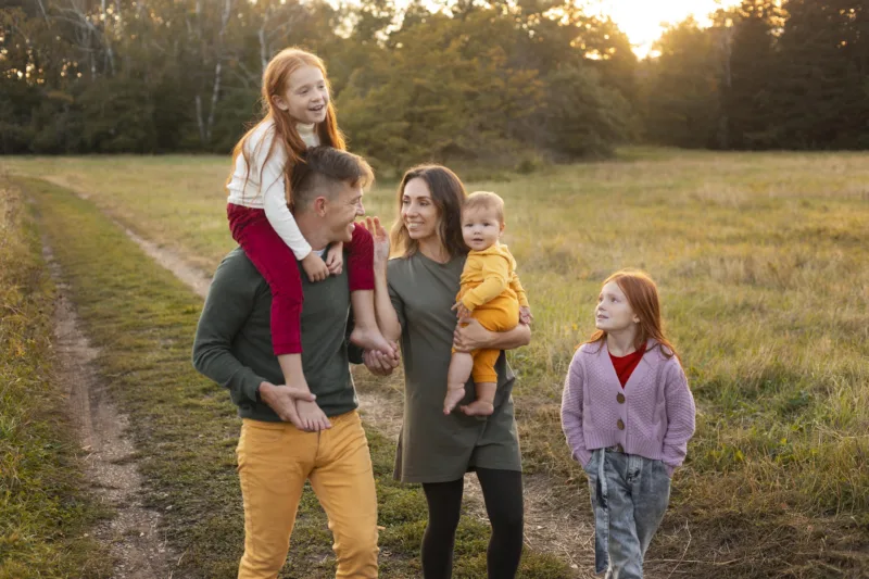 Family lifestyle outdoors autumn time