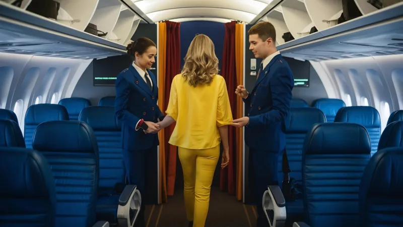 Avion putnici stjuardi freepik