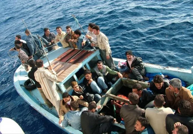 Brod migranti ilustracija