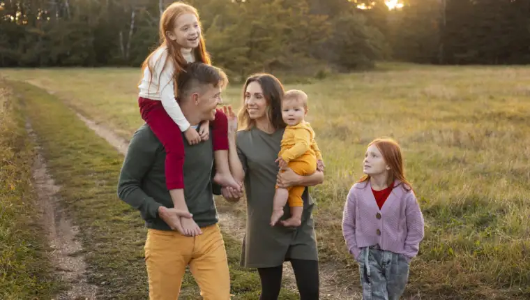 Family lifestyle outdoors autumn time