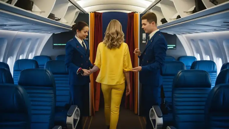 Avion putnici stjuardi freepik