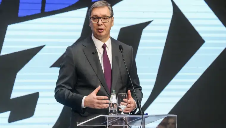 AA 20260307 40757532 40757528 PREDSJEDNIK SRBIJE ALEKSANDAR VUCIC PREDSTAVLJA STRATEGIJU SRBIJA 2030