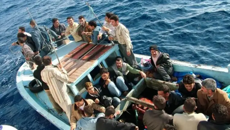 Brod migranti ilustracija
