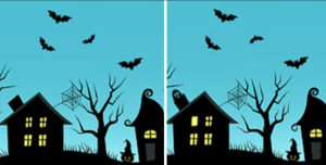 za Noć vještica CIA objavila na svom Twitter profilu dvije fotografije nacrtane dvije kuće u mraku upaljena svjetla drveće i ptice na nebu uočiti razlike