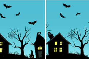 za Noć vještica CIA objavila na svom Twitter profilu dvije fotografije nacrtane dvije kuće u mraku upaljena svjetla drveće i ptice na nebu uočiti razlike
