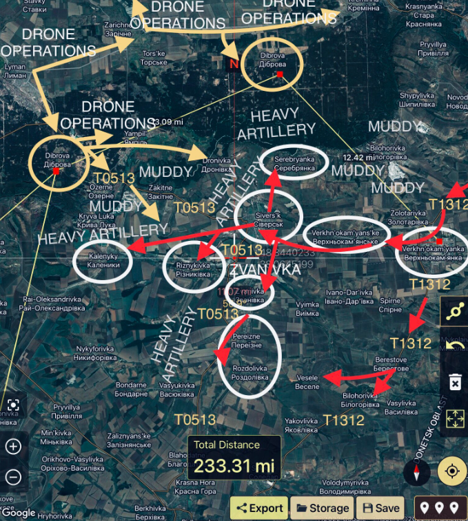 gradu važnom za Ruse mapa kretanja ukrajinske vojske oko grada Kreminna