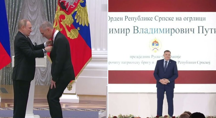 Dodik je dodijelio orden Vladimiru Putinu, a ovaj nevjerovatan potez komentirao je i ukrajinski ambasador Vasyl Kyrylych.