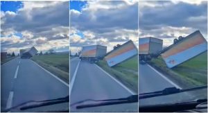 Nevrijeme kamion se prevrnuo na cesti u hrvatskoj
