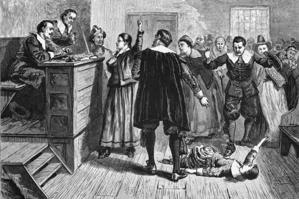 Suđenje vješticama u Salemu prikaz crno-bijeli
