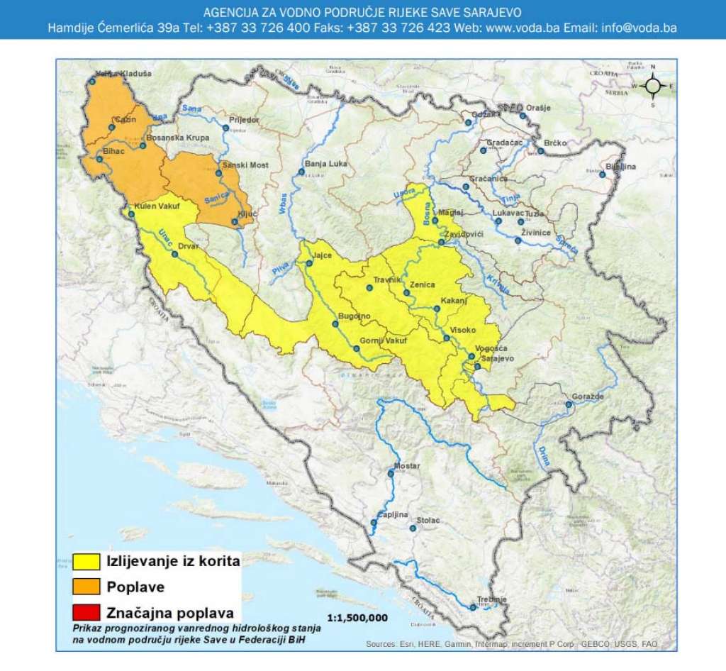 Prognoziran je porast vodostaja usljed novih značajnijih padavina na cijelom vodnom području rijeke Save u Federaciji Bosne i Hercegovine