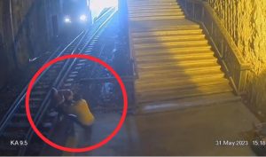 Na željezničkoj stanici Karađorđev park u Beogradu umalo se desila nesreća, kada je žena s djetetom hodala po šinama.