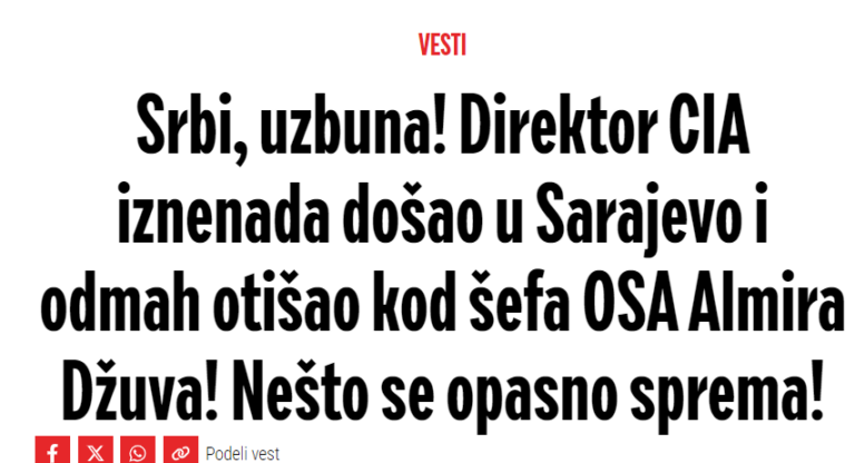 Srbijanski Tabloidi Paniče Zbog Posjete šefa CIA-e: Odmah Je Otišao Kod ...